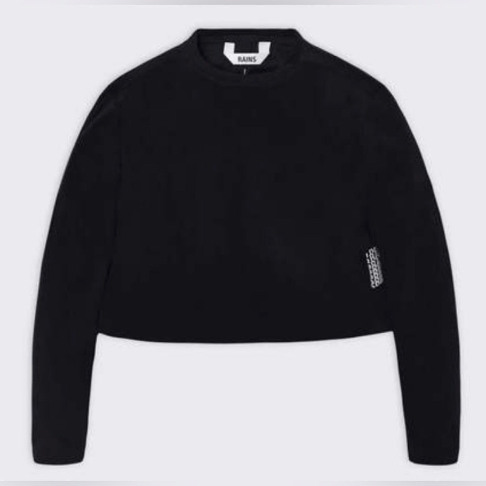 NWT Rains Fleece Cropped Sweatshirt in Black Size XL